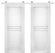 Double Barn Doors / Mela 7444 White Silk / Silver 13FT Rail, 36" X 96" ( 2* 18x96)