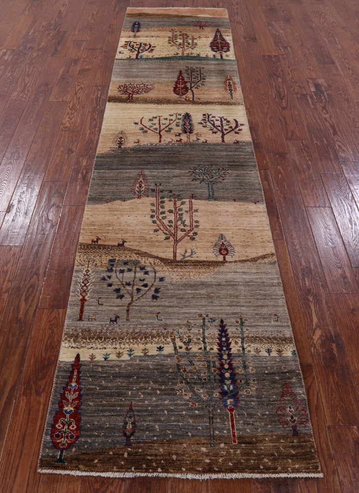 2' 9" X 11' 7" Tribal Persian Gabbeh Handmade Runner Rug Q10935
