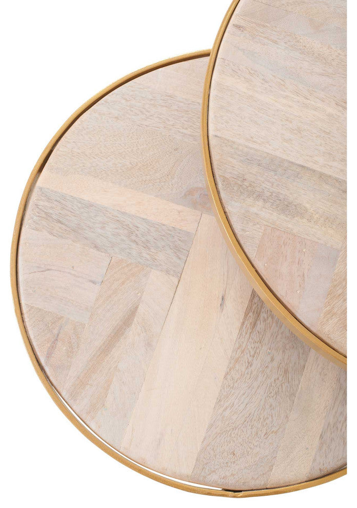 East at Main Mango Wood and Gold Iron Nesting Tables (Set of 2)
