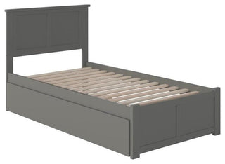 Bowery Hill Traditional Wood Twin XL Platform Panel Bed with Trundle in Gray