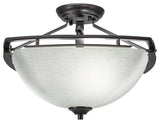Uptowne 3-Light Semi-Flush Mount, Dark Granite/White Muslin