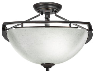 Uptowne 3-Light Semi-Flush Mount, Dark Granite/White Muslin