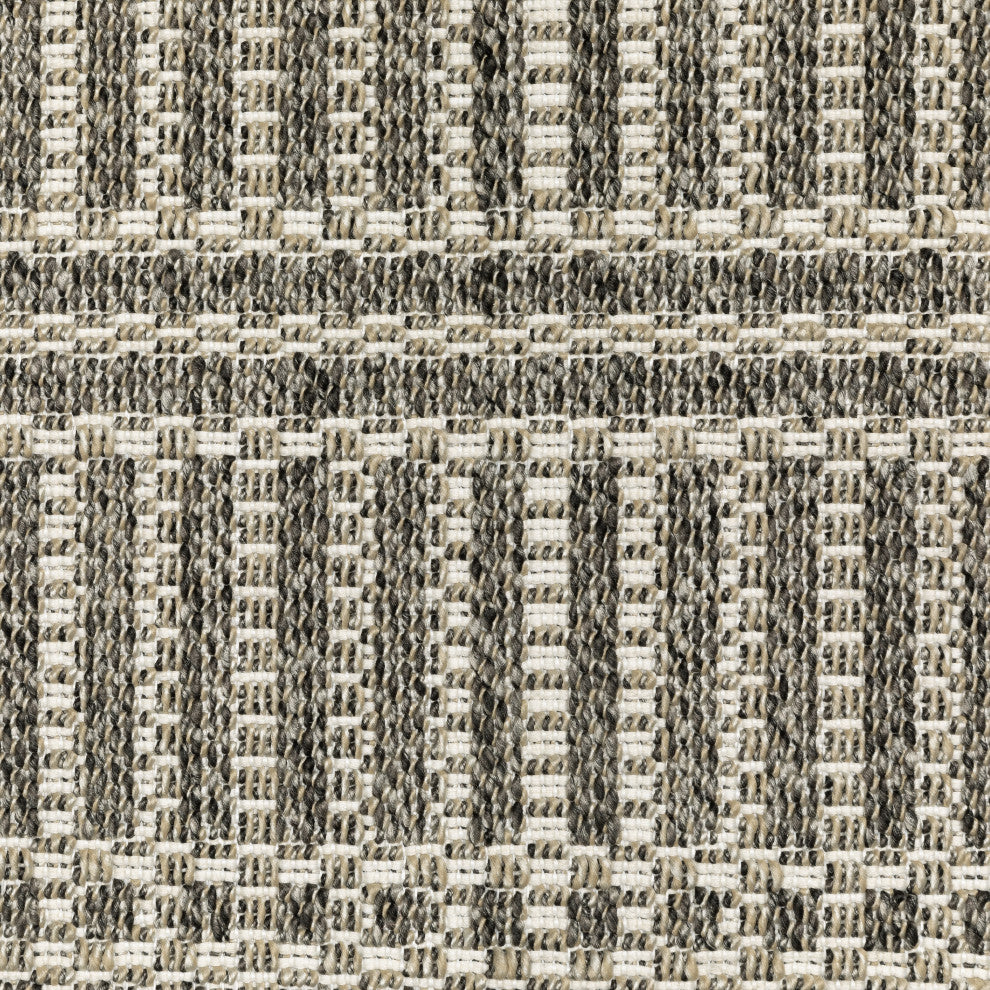Genoa Geometric Lines Beige/ Black Flatwoven Indoor-Outdoor Area Rug 3'3" x 5'