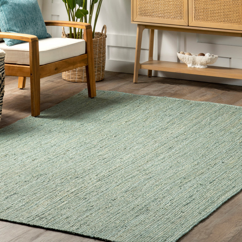 Nuloom Rigo Hand Woven Farmhouse Jute Rug, Green 3' x 5'