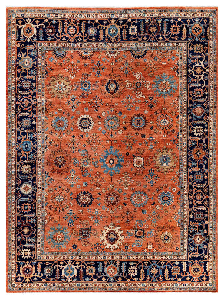 Serapi One-of-a-Kind Hand-Knotted Area Rug Orange, 9'1" x 11'9"
