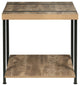 Bourbon Foundry End Table, Wood And Inset Black Steel