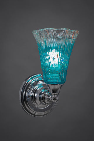 1-Light Wall Sconce, Chrome/Fluted Teal Crystal