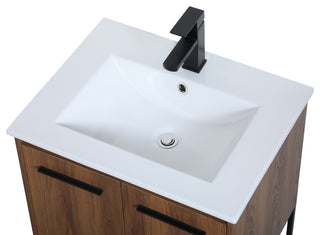 24" Single Bathroom Vanity, Walnut Brown
