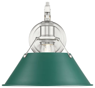 Golden Lighting 3306-1W PW Orwell 10" Tall Wall Sconce - Pewter / Pine Green