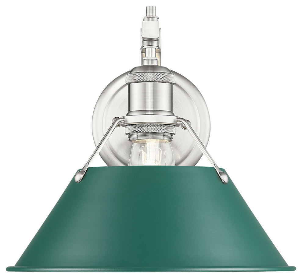 Golden Lighting 3306-1W PW Orwell 10" Tall Wall Sconce - Pewter / Pine Green