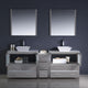 84" Gray Modern Double Sink Bathroom Vanity With Side Cabinet, Faucet, FFT1044CH