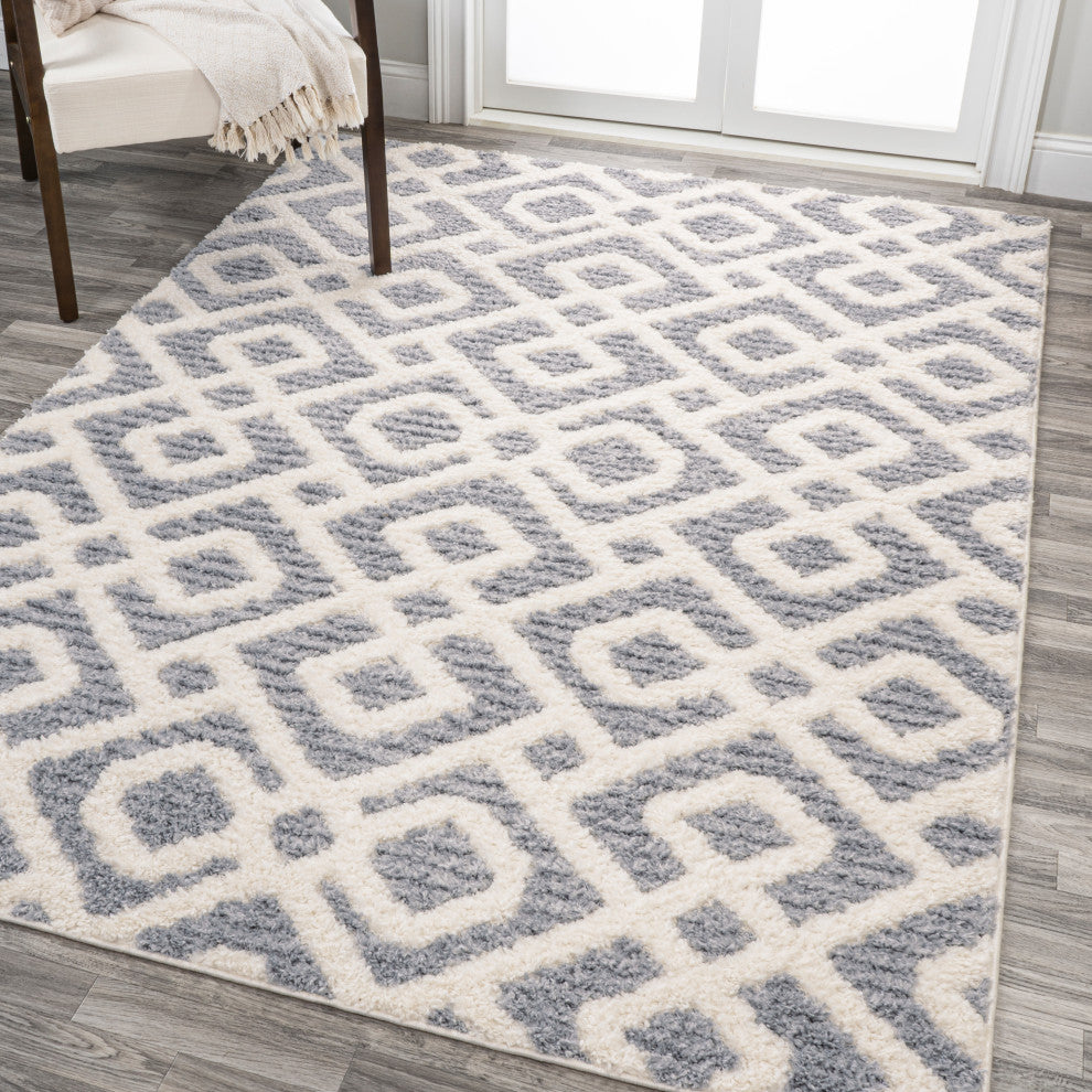 Astrid Retro Trellis High-Low Cream/Gray 8'x10' Area Rug