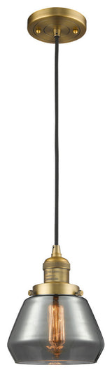 1-Light Fulton 7" Mini Pendant, Brushed Brass, Glass: Plated Smoked