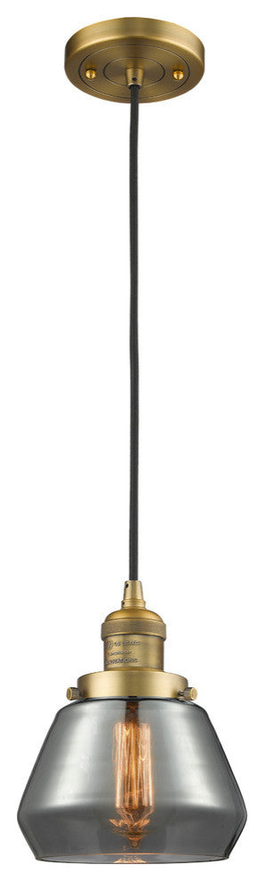 1-Light Fulton 7" Mini Pendant, Brushed Brass, Glass: Plated Smoked