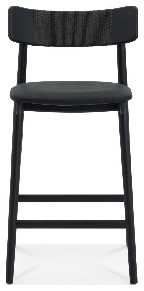 Converse Leather Solid Oak Counter Stool
