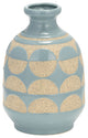 Ceramic 10"H Half Circles Vase, Cameo Blue
