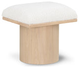 Pavilion Boucle Fabric Upholstered Bench/Stool, Cream, Natural Finish