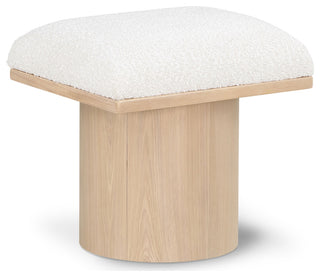 Pavilion Boucle Fabric Upholstered Bench/Stool, Cream, Natural Finish