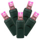 Commercial Grade LED Wide Angle Mini Lights, Green Wire, Pink