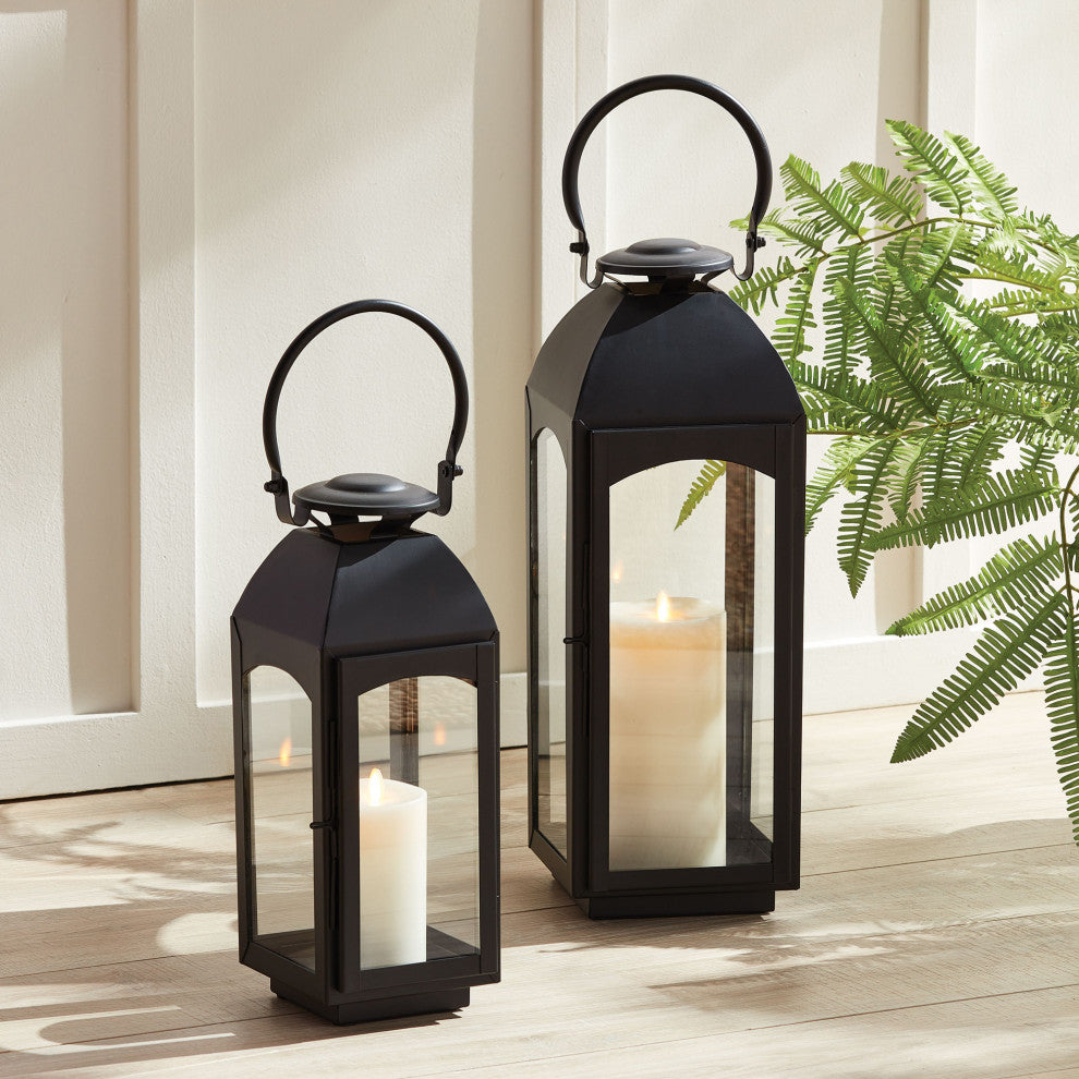 Antoinne Outdoor Lantern, Large, Black, 7.25x7.75x20.5