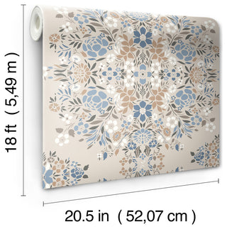 Taupe Medallion Floral Peel & Stick Wallpaper