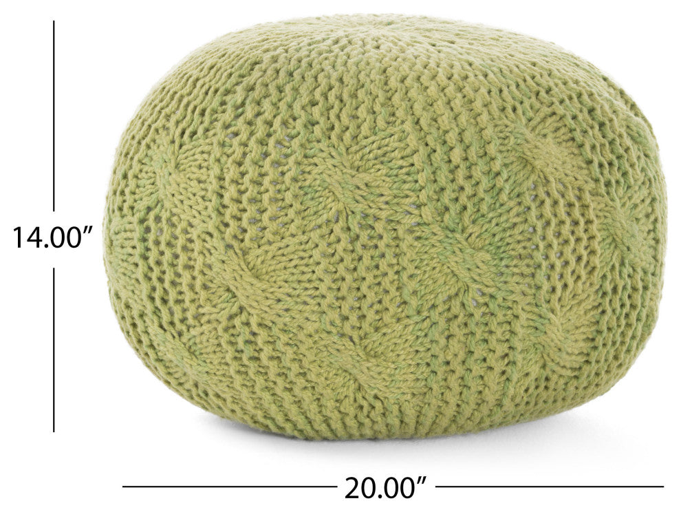 GDF Studio Ash Outdoor Handcrafted Modern Fabric Weave Pouf, Lime
