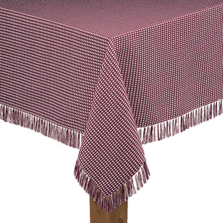 Homespun Fringed 100% Cotton Tablecloth, Wine, 52"x70"