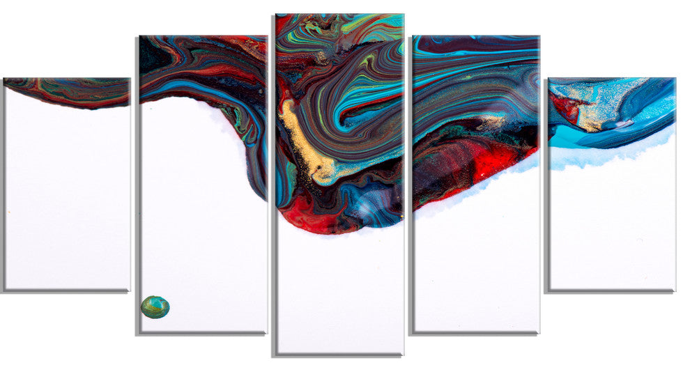 "Multi-Color Abstract Acrylic Paint Mix" Abstract Wall Artwork, 5 Panels