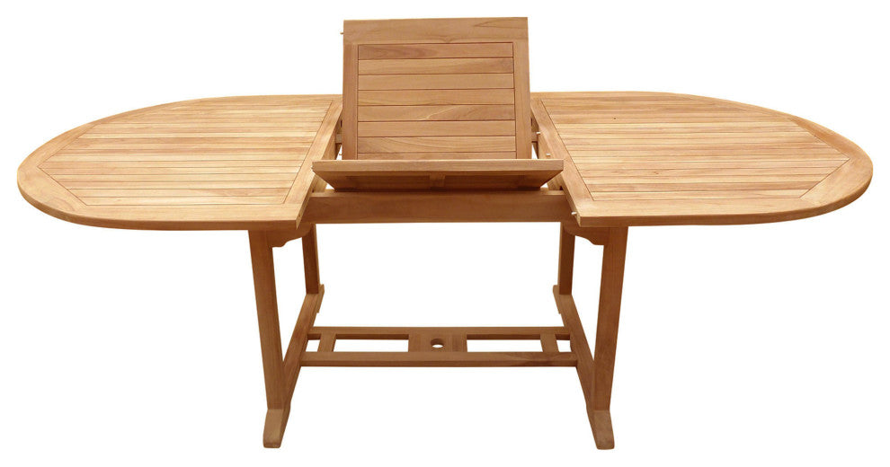 Teak Wood Orleans Oval Outdoor Patio Extension Dining Table