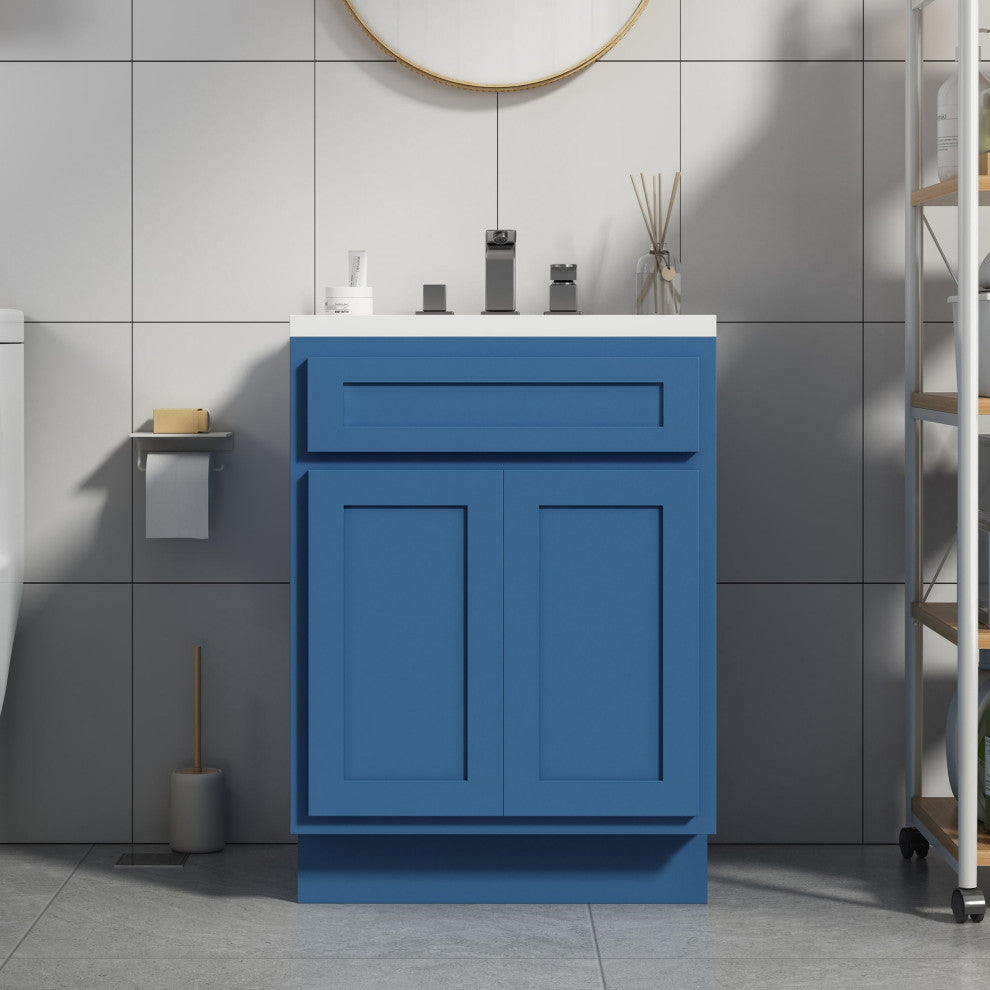 Vanity Art Vanity Base Cabinet, No Top, 24", Blue