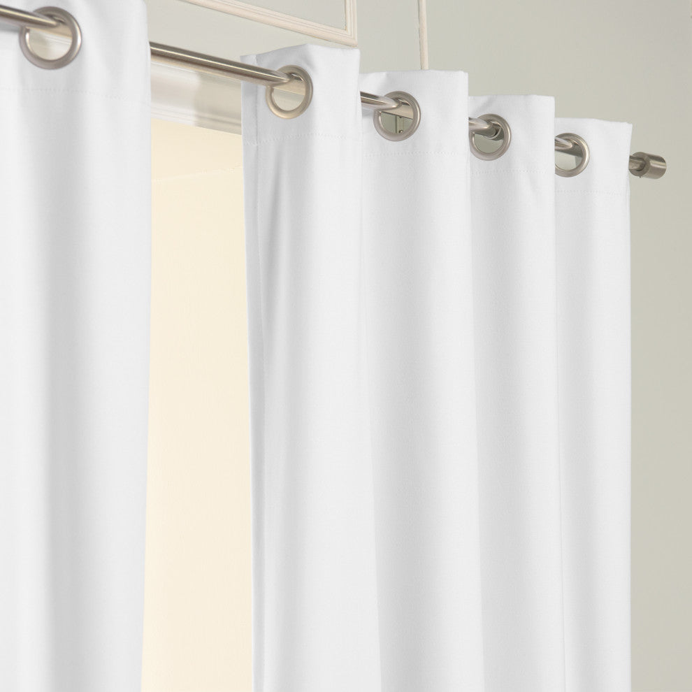 Linen Textured Grommet Thermal Total Blackout Curtains, White, 52"x108"