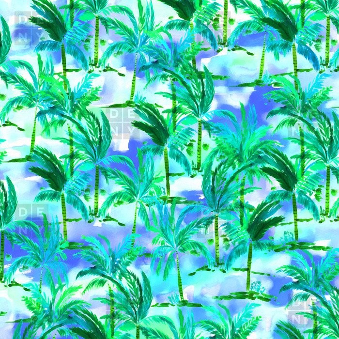 Amy Sia Palm Tree Blue Green Shower Curtain, 72"x69"