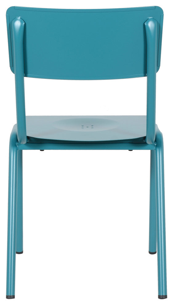 Corris Stacking Patio Dining Side Chair, Frosted Teal (Set of 4)