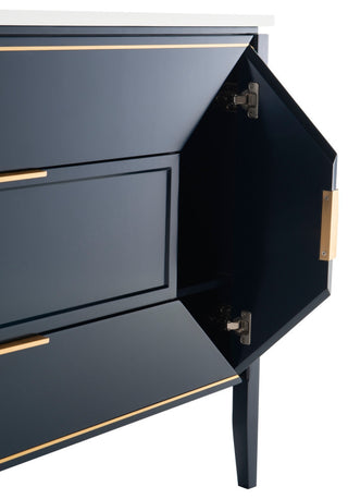 Vetro 48" Vanity With Quartz Counter Top, Gloss White , Navy Blue