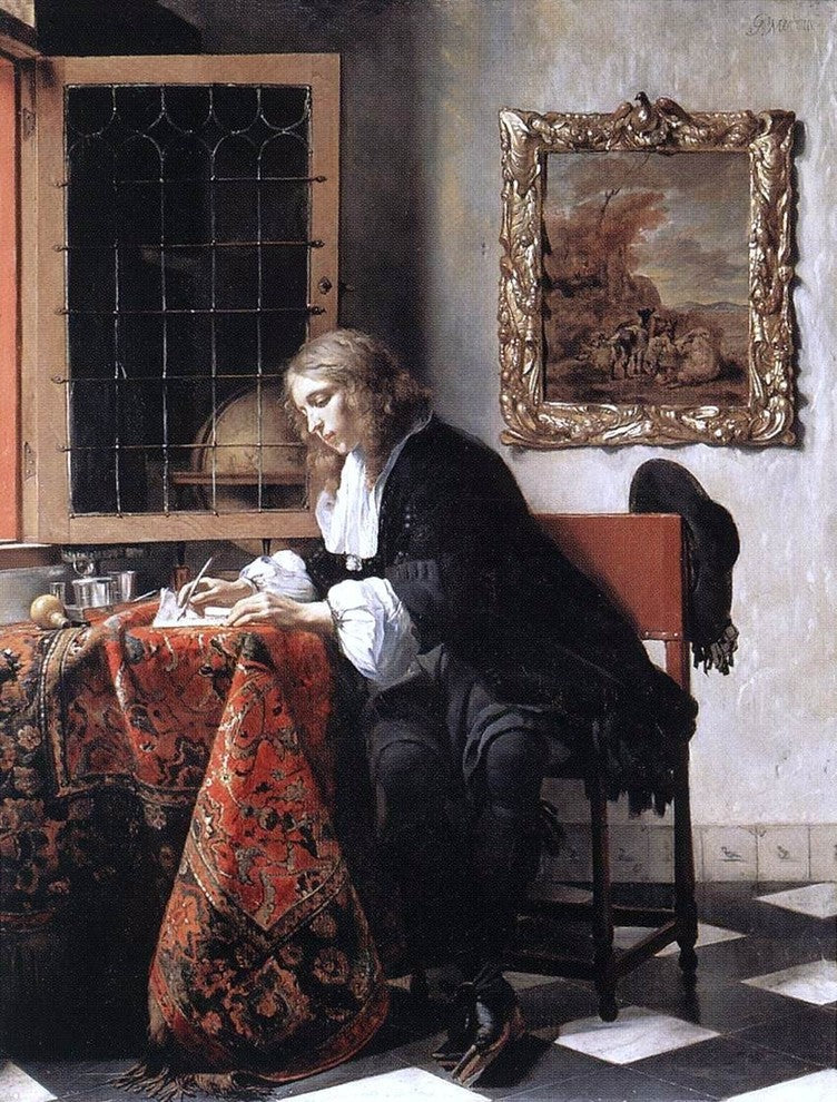 Gabriel Metsu Man Writing a Letter, 21"x28" Wall Decal