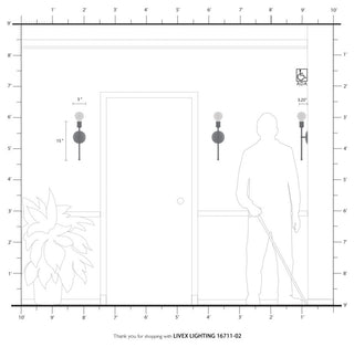 Livex Lighting Lansdale 1 Light Polished Brass ADA Single Sconce