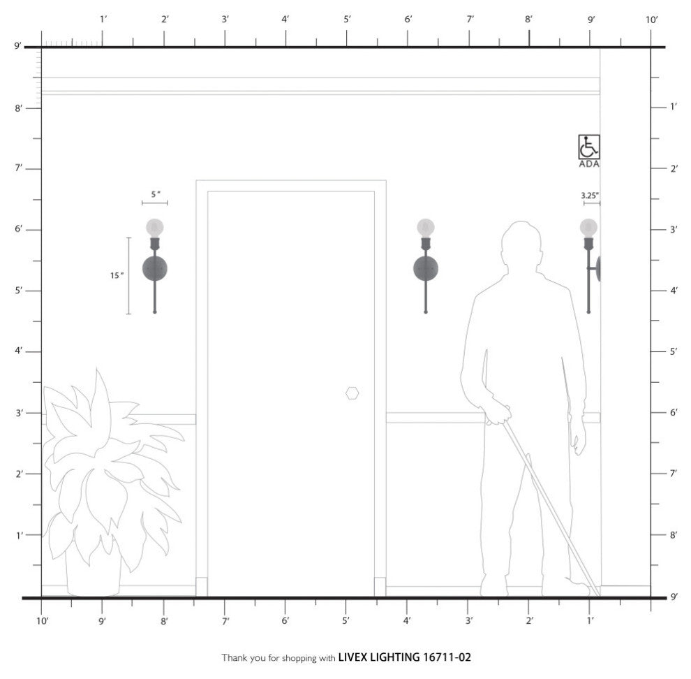 Livex Lighting Lansdale 1 Light Polished Brass ADA Single Sconce