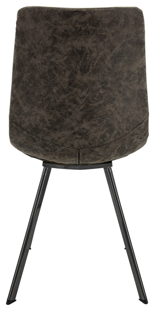 Markley Modern Leather Dining Chair With Metal Legs, Gray