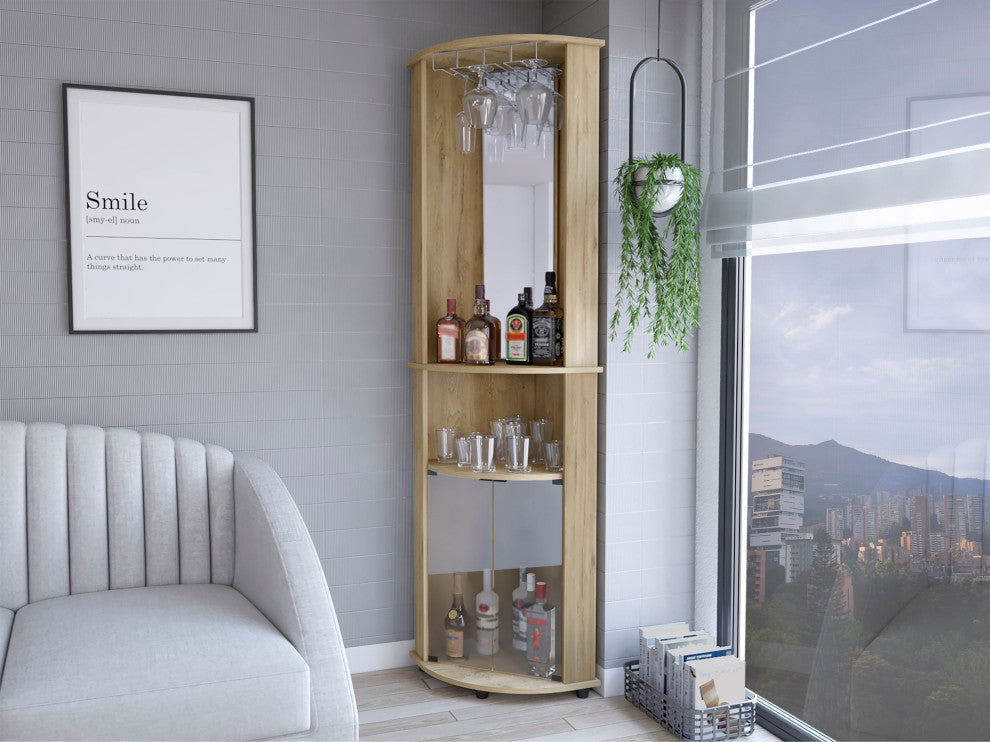 Corner Bar Cabinet Rialto, Living Room, Macadamia