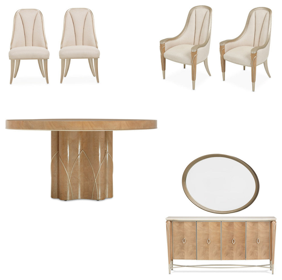 AICO Furniture Villa Cherie 7 Piece Round Dining Table Set