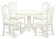 5 Pc Set With A Round Dinette Table And 4 Wood Dinette Chairs, Linen White