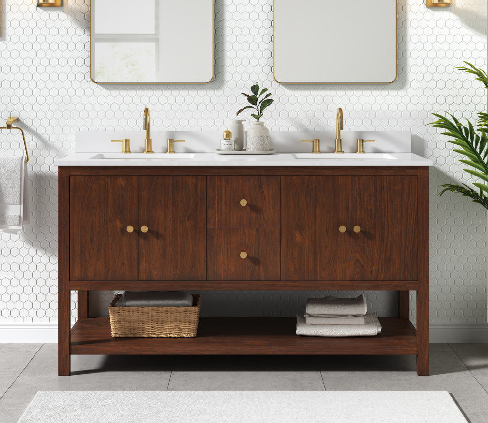 Zoe Vanity Only, Walnut Collection, 60"