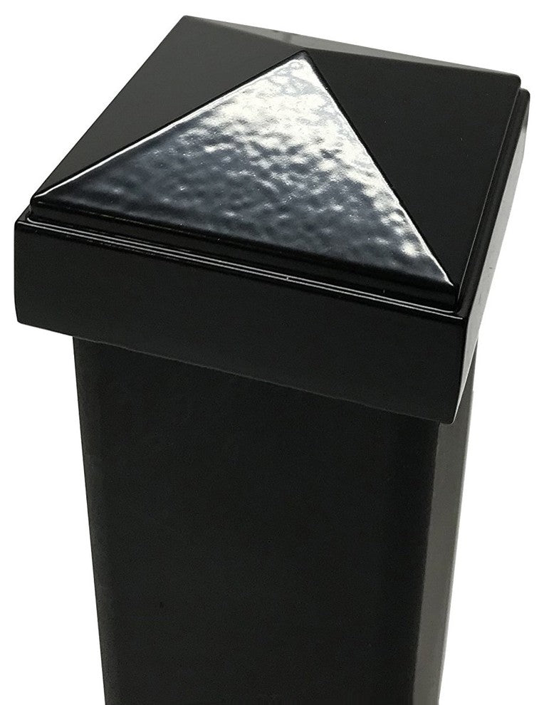 2"x2" Aluminium Pyramid Post Cap for Metal Posts, Pressure Fit, Black (DHPPC20)