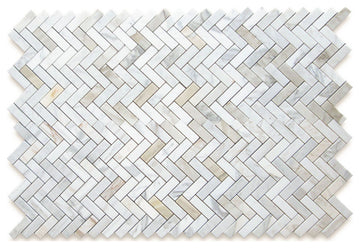 Calacatta Gold Calcutta Marble 1x3 Herringbone Mosaic Tile Polished, 1 sheet