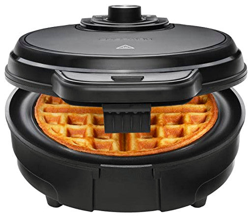 Anti-Overflow Waffle Maker, Belgian Waffle Iron with Seven Crunch Selector, Black