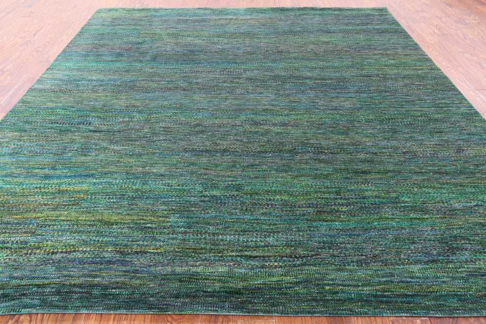 9' Square Hand-Knotted Super Savannah Gabbeh Wool and Silk Rug Q6121