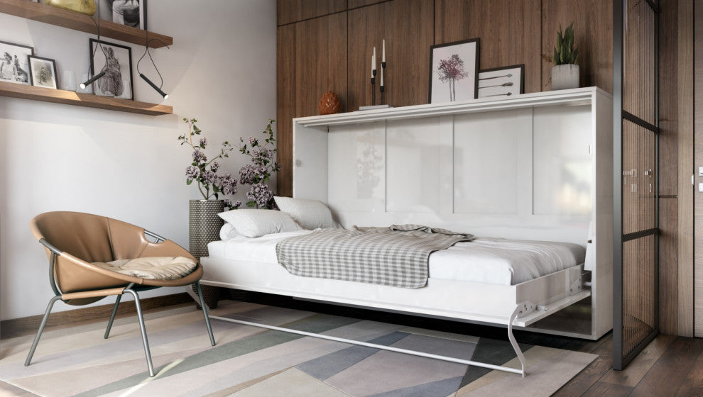 BRESCIA Wall Bed , White, With Mattress 47.2 X 78.7 Inch
