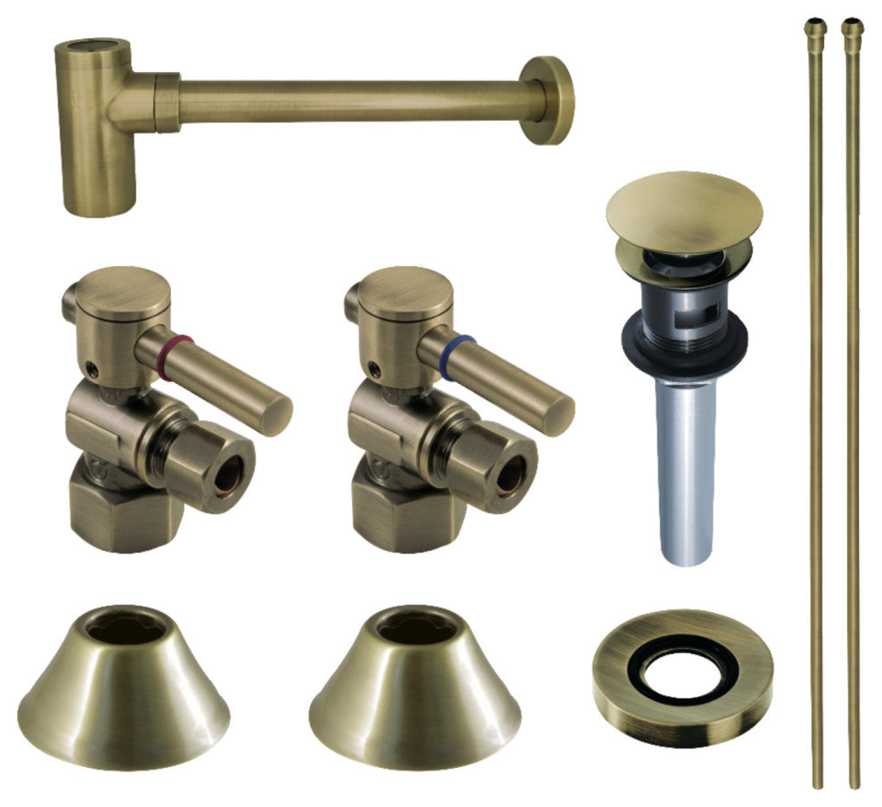 Plumbing Sink Trim Kit, Bottle Trap and Overflow Drain, Antique Brass