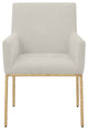 Reeves Upholstered Dining Chair, Cream, Chenille , AC,  Brushed Brass, Set of 2