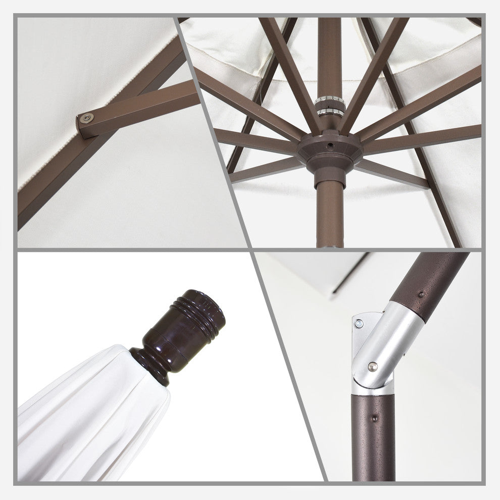9'' Bronze Auto-Tilt Crank Aluminum Umbrella, Straw Olefin